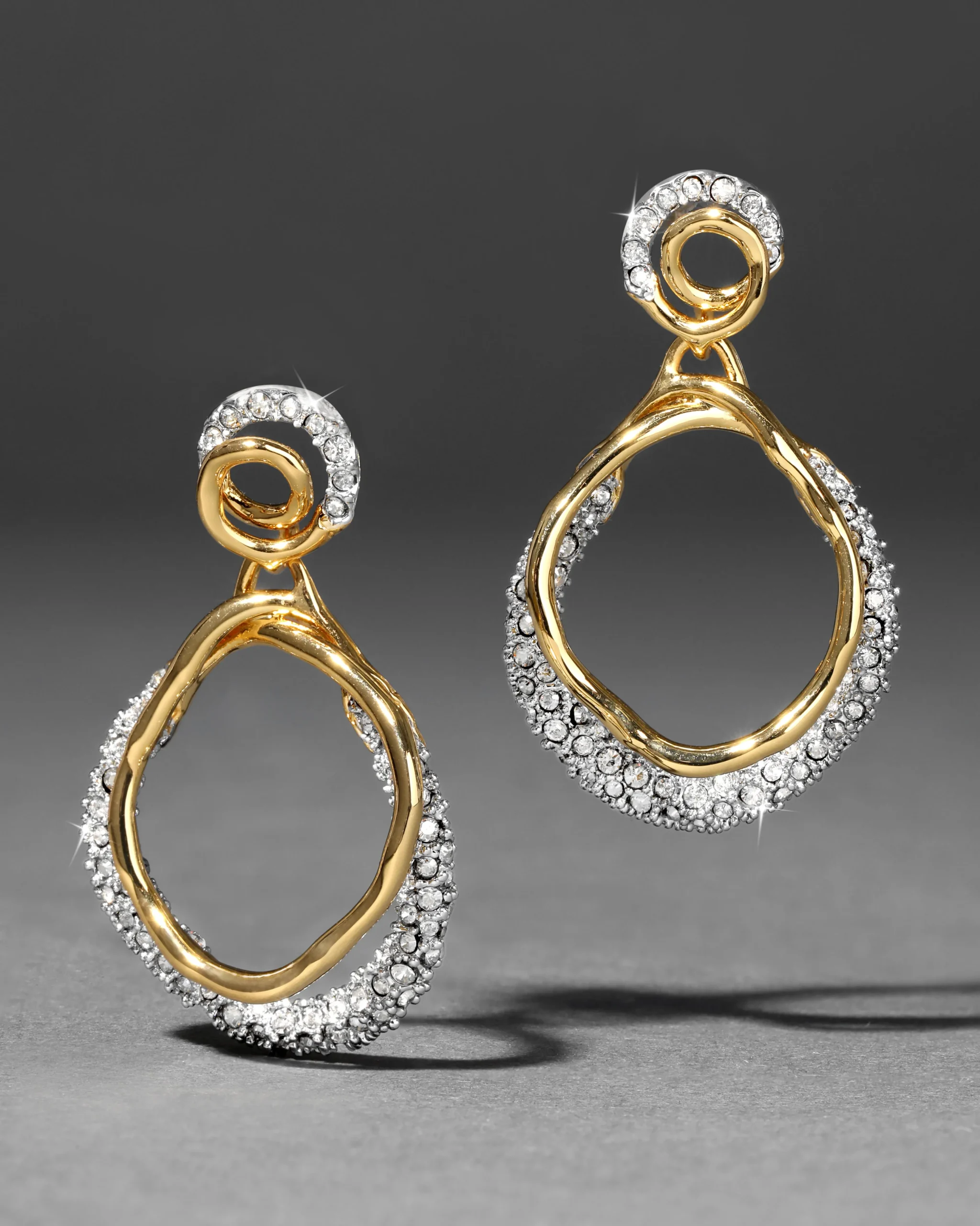 Solanales Gold Crystal Orbit Drop Post Earring