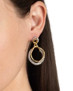 Solanales Gold Crystal Orbit Drop Post Earring