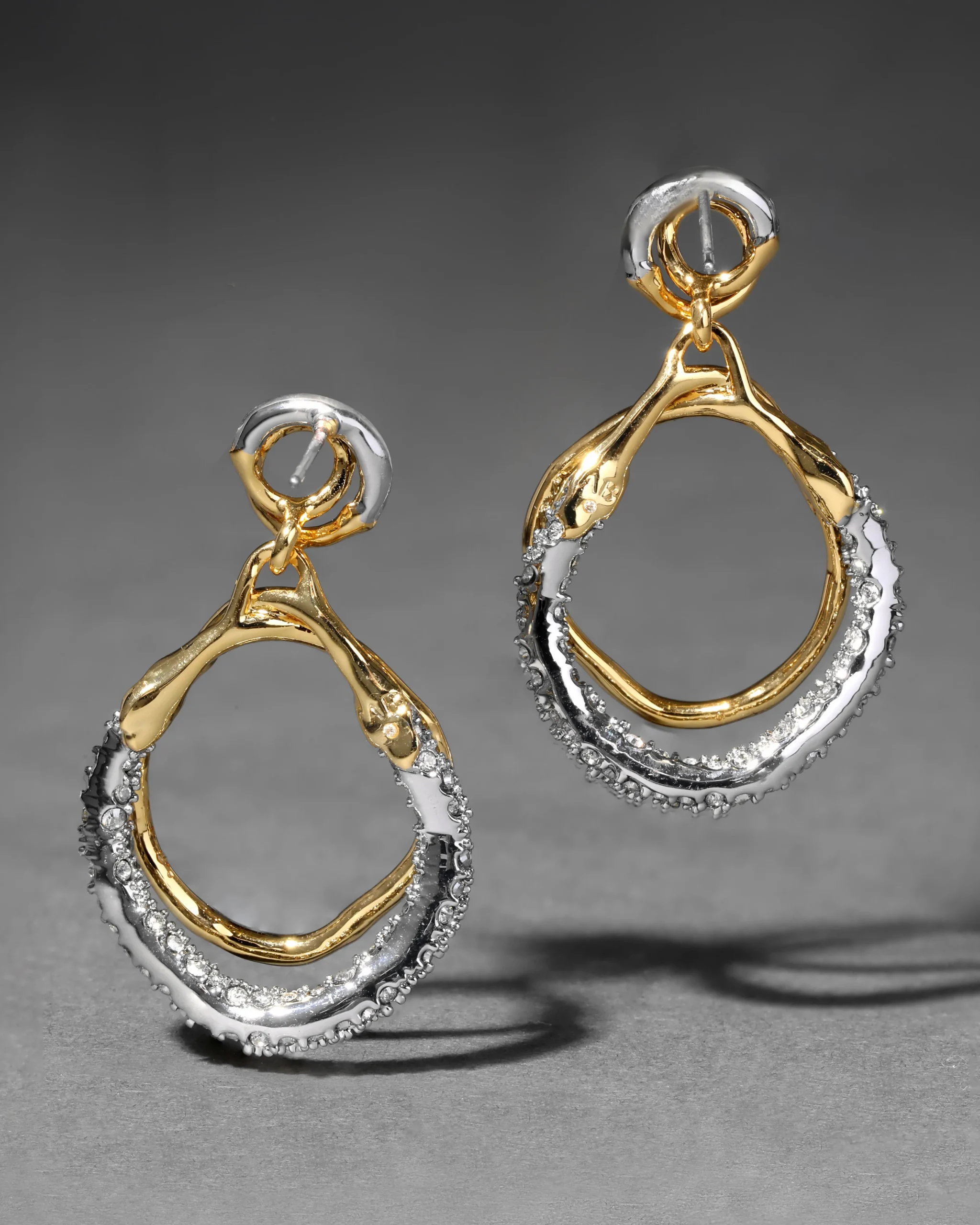 Solanales Gold Crystal Orbit Drop Post Earring