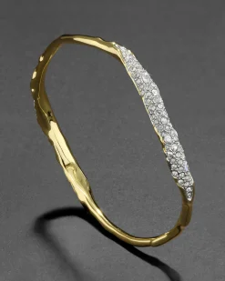 Solanales Gold Crystal Skinny Bangle Bracelet