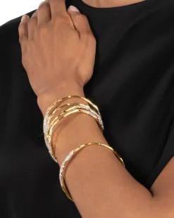 Solanales Gold Crystal Skinny Bangle Bracelet