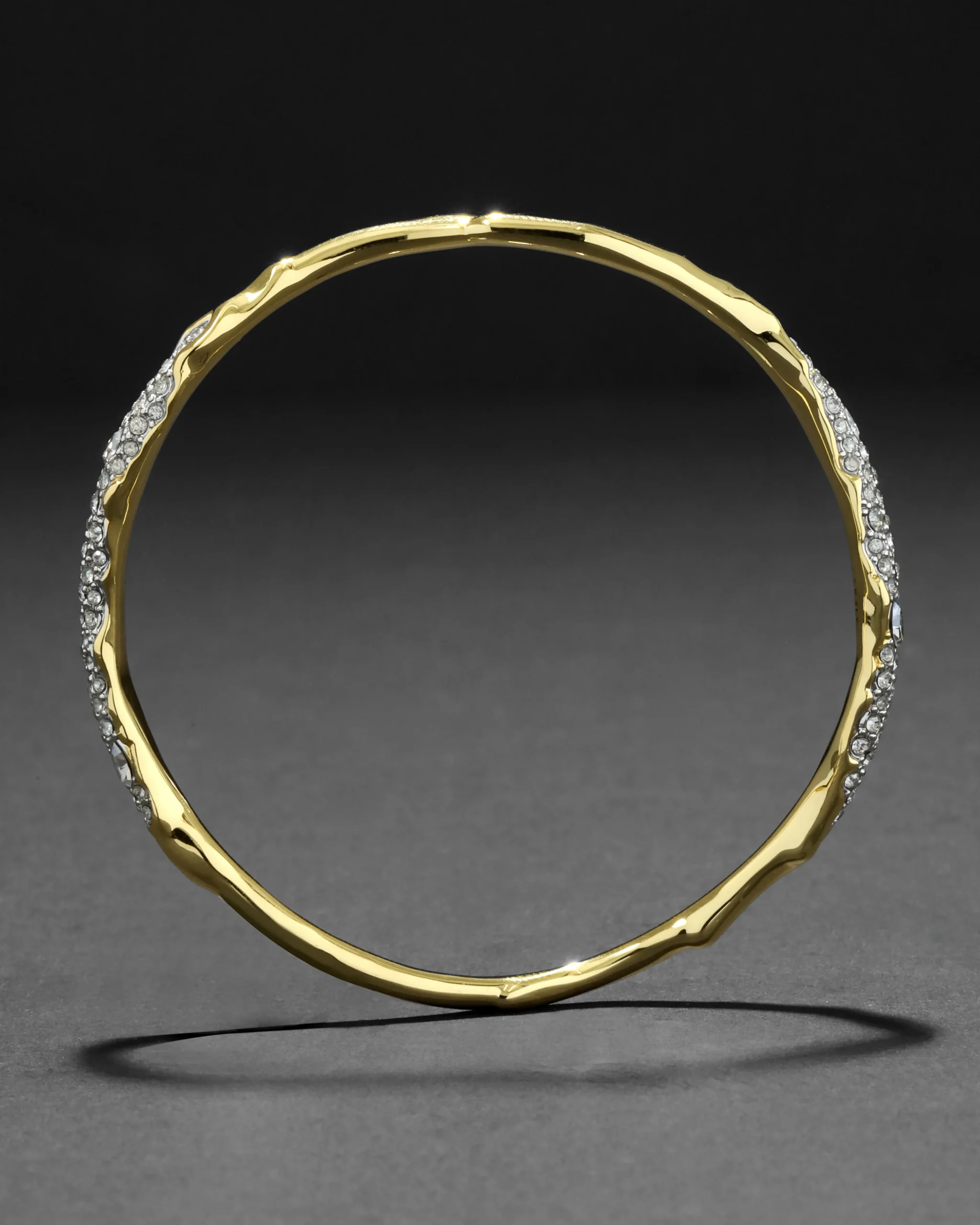 Solanales Gold Crystal Skinny Bangle Bracelet