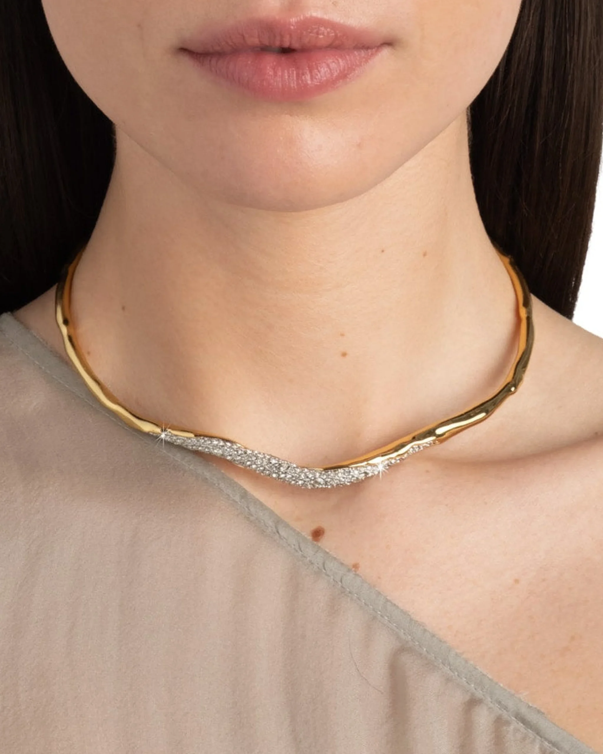 Solanales Gold Crystal Skinny Collar