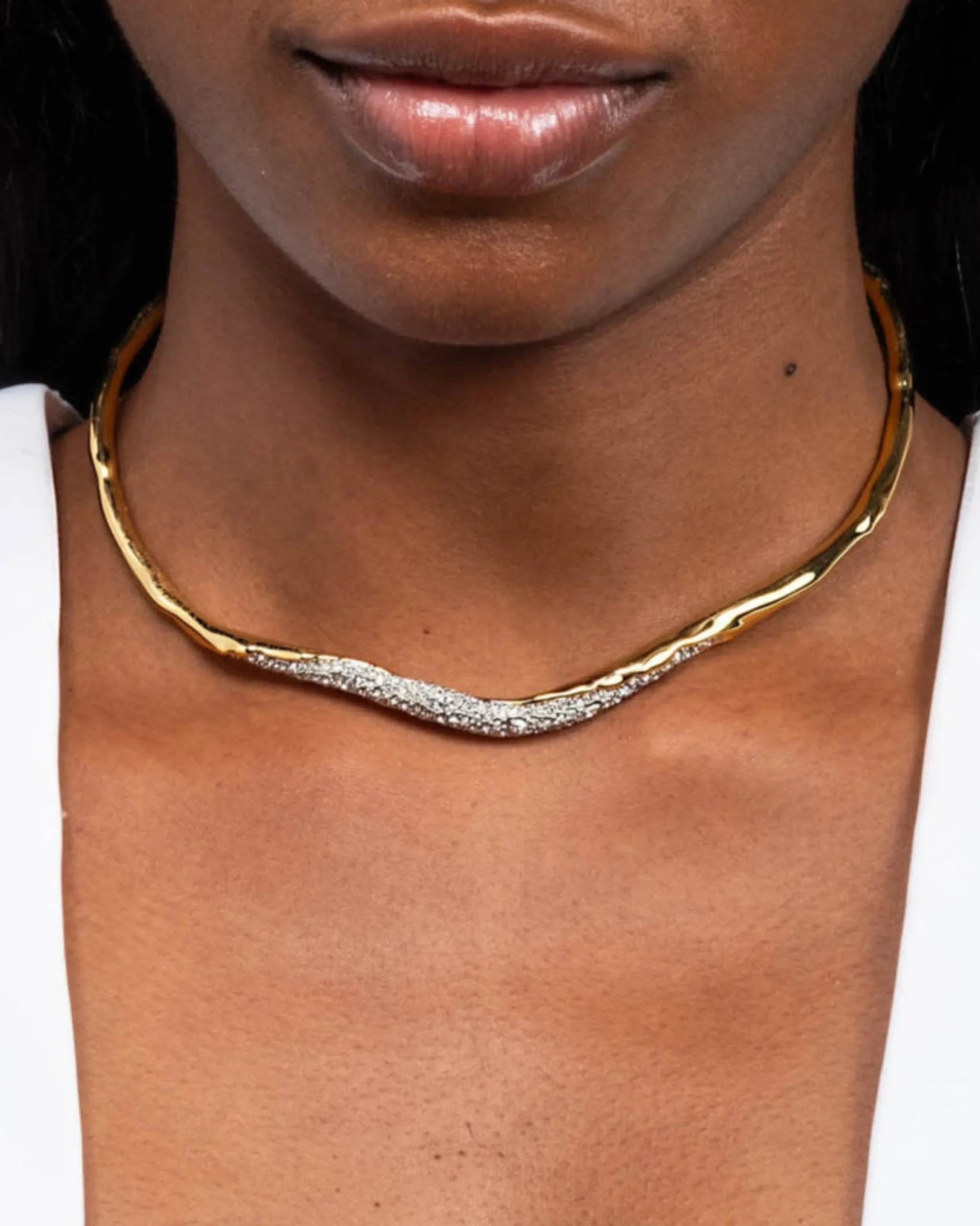 Solanales Gold Crystal Skinny Collar