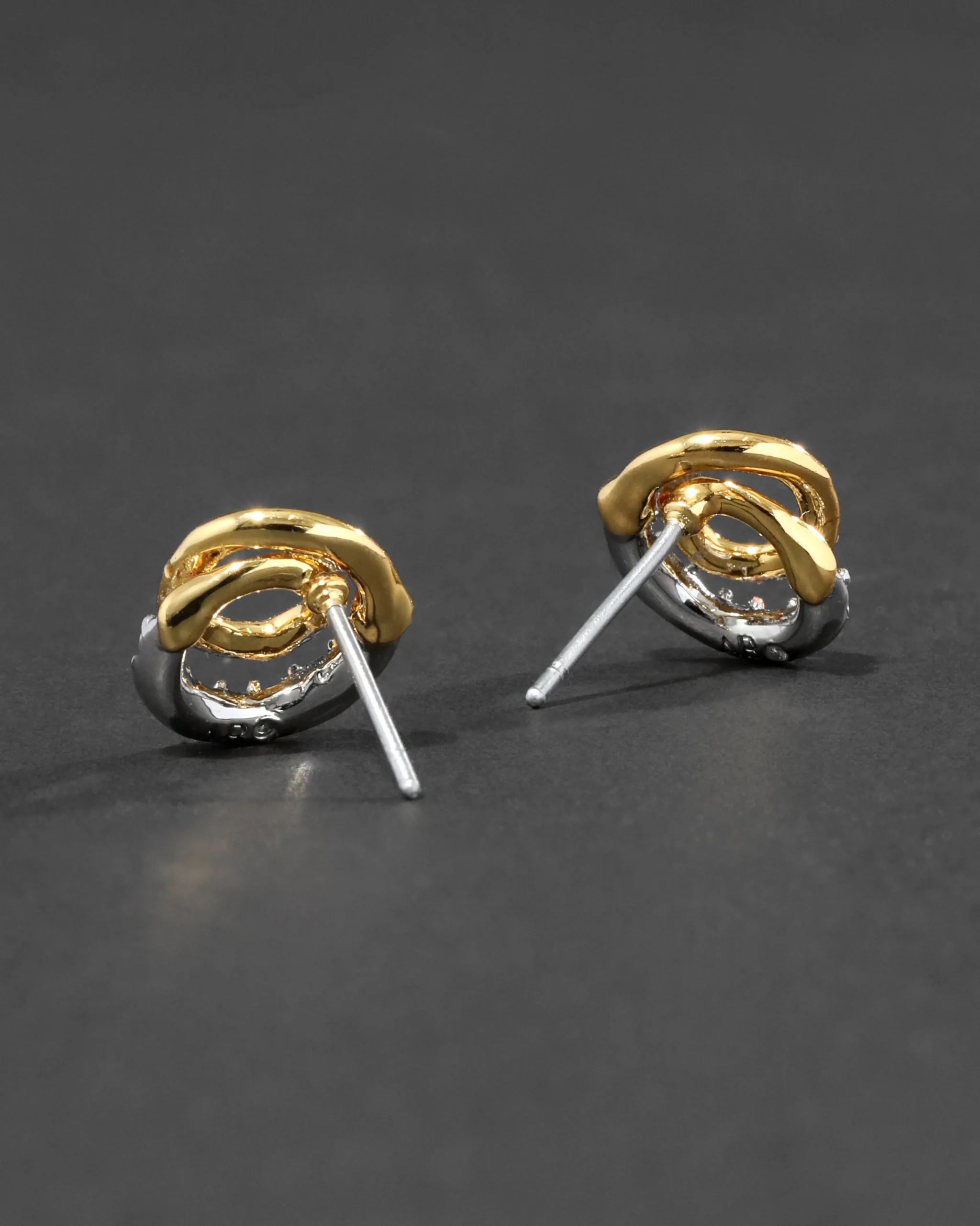 Solanales Gold Crystal Spiral Stud Earring