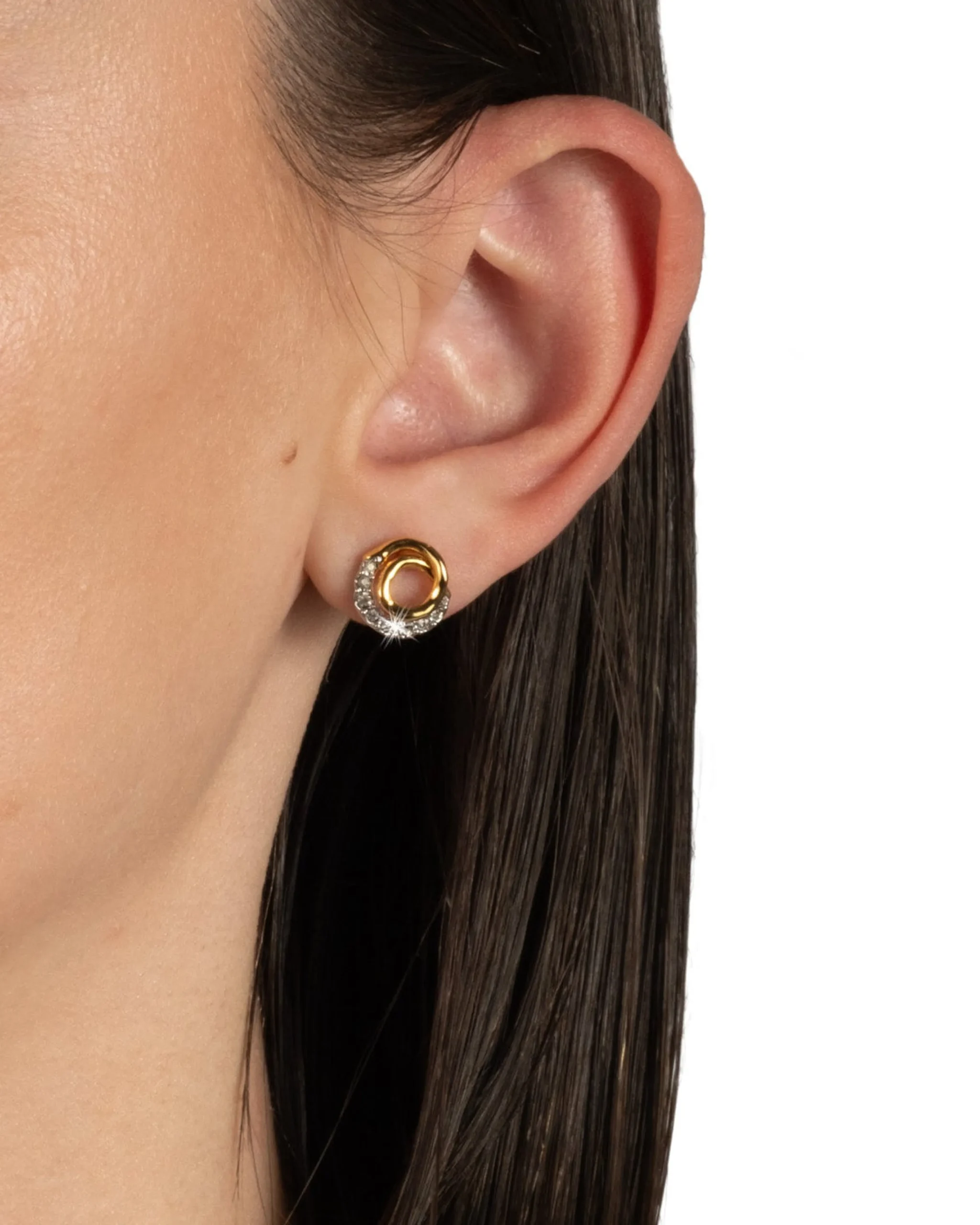 Solanales Gold Crystal Spiral Stud Earring