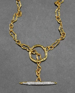 Solanales Gold Crystal Toggle Necklace