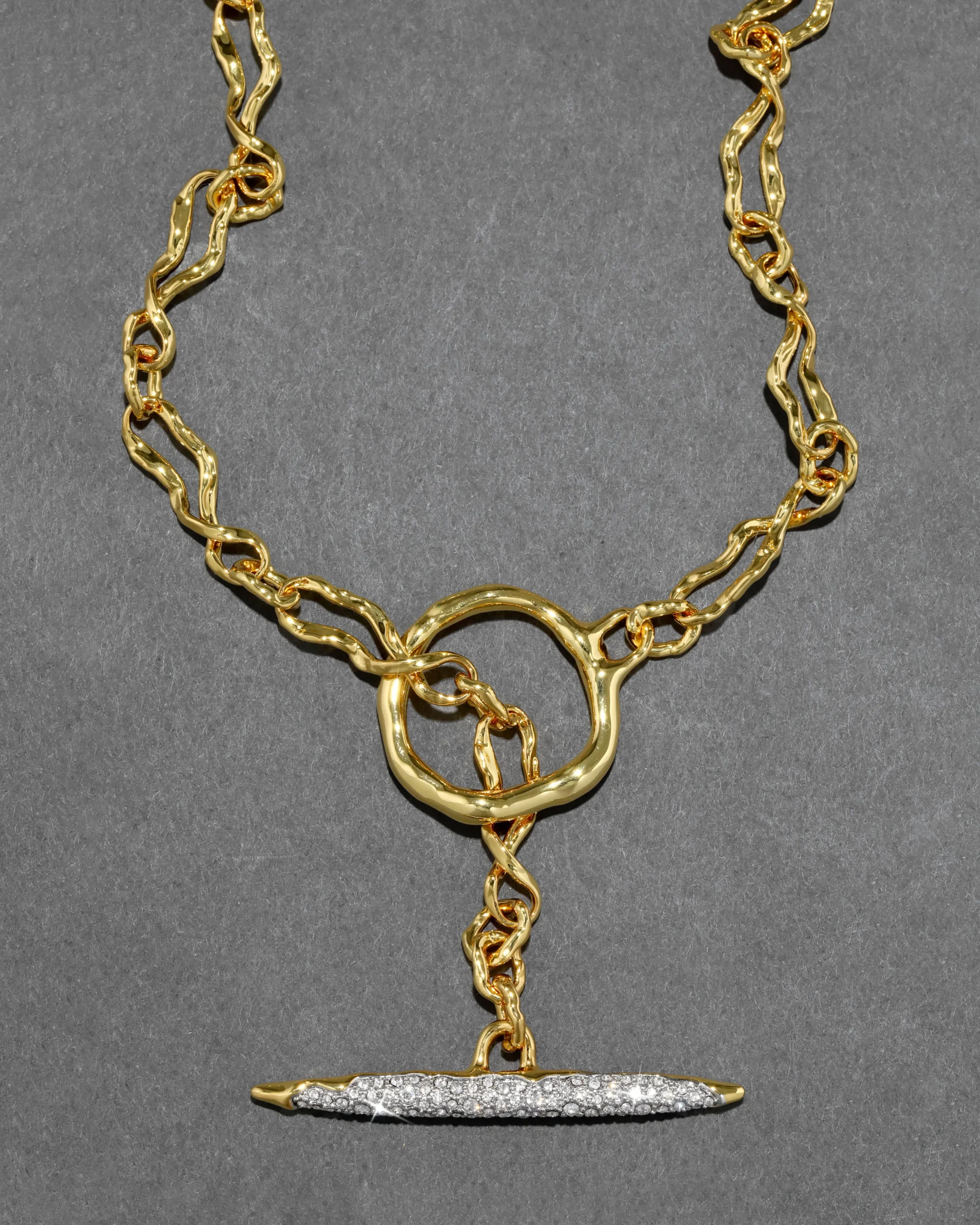 Solanales Gold Crystal Toggle Necklace