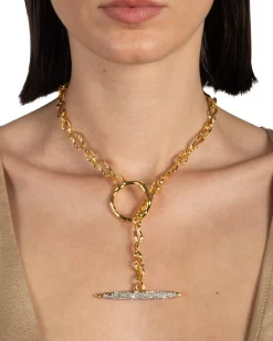 Solanales Gold Crystal Toggle Necklace