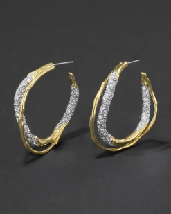 Solanales Gold Crystal Twist Hoop Earring