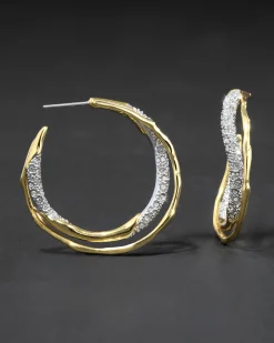 Solanales Gold Crystal Twist Hoop Earring