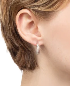 Solanales Gold Crystal Twist Mini Hoop Earring