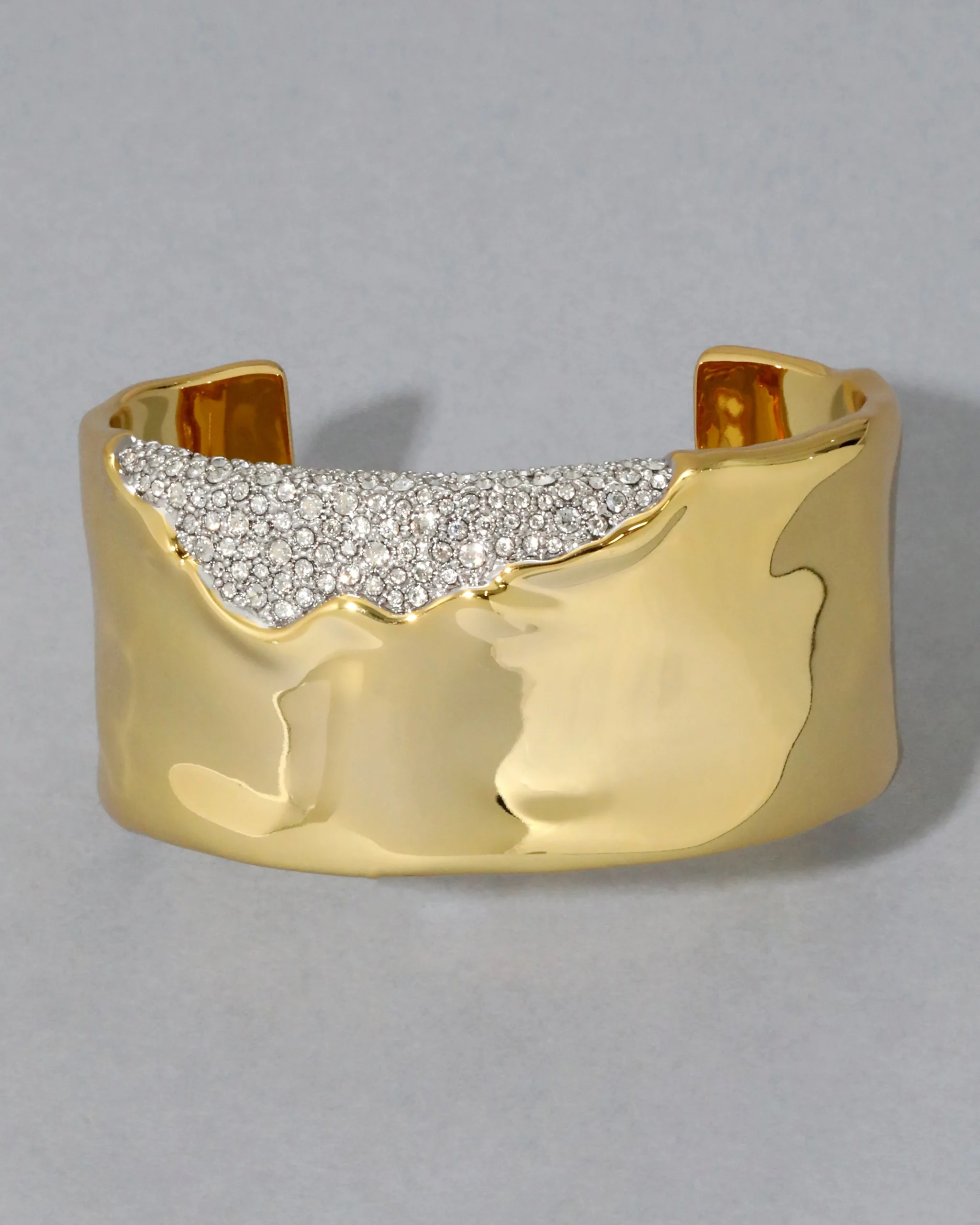 Solanales Gold Crystal Wide Cuff Bracelet