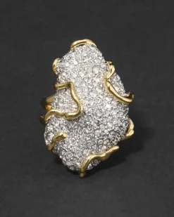 Solanales Large Crystal Pavé Geode Ring