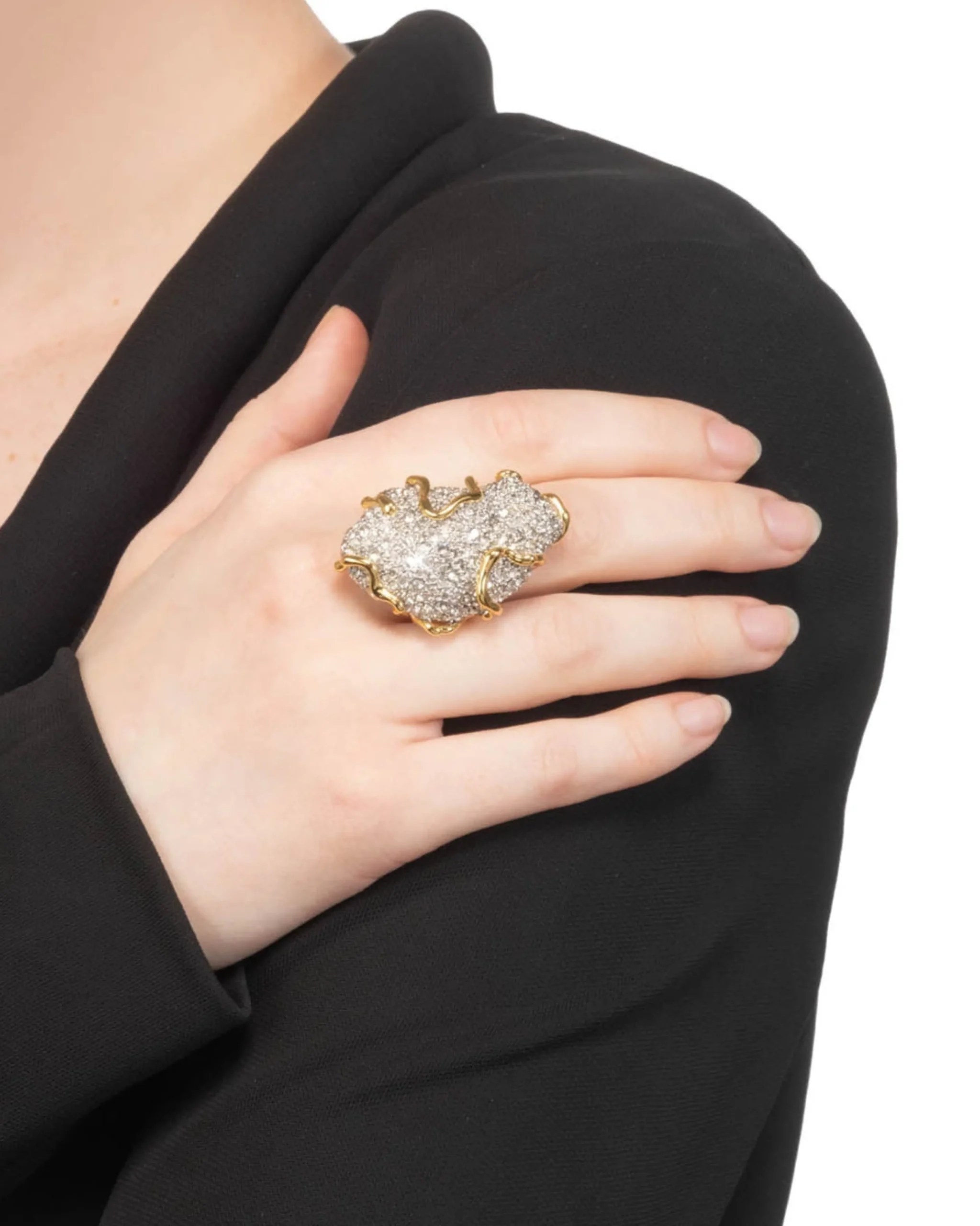 Solanales Large Crystal Pavé Geode Ring