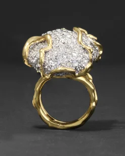 Solanales Large Crystal Pavé Geode Ring