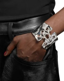 Solanales Silver Crystal Lace Up Cuff Bracelet