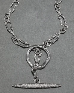 Solanales Silver Crystal Toggle Necklace