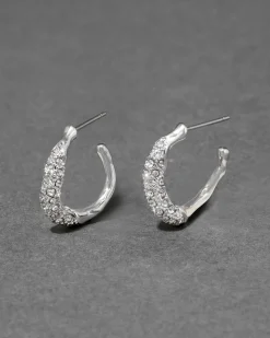 Solanales Silver Crystal Twist Mini Hoop Earring