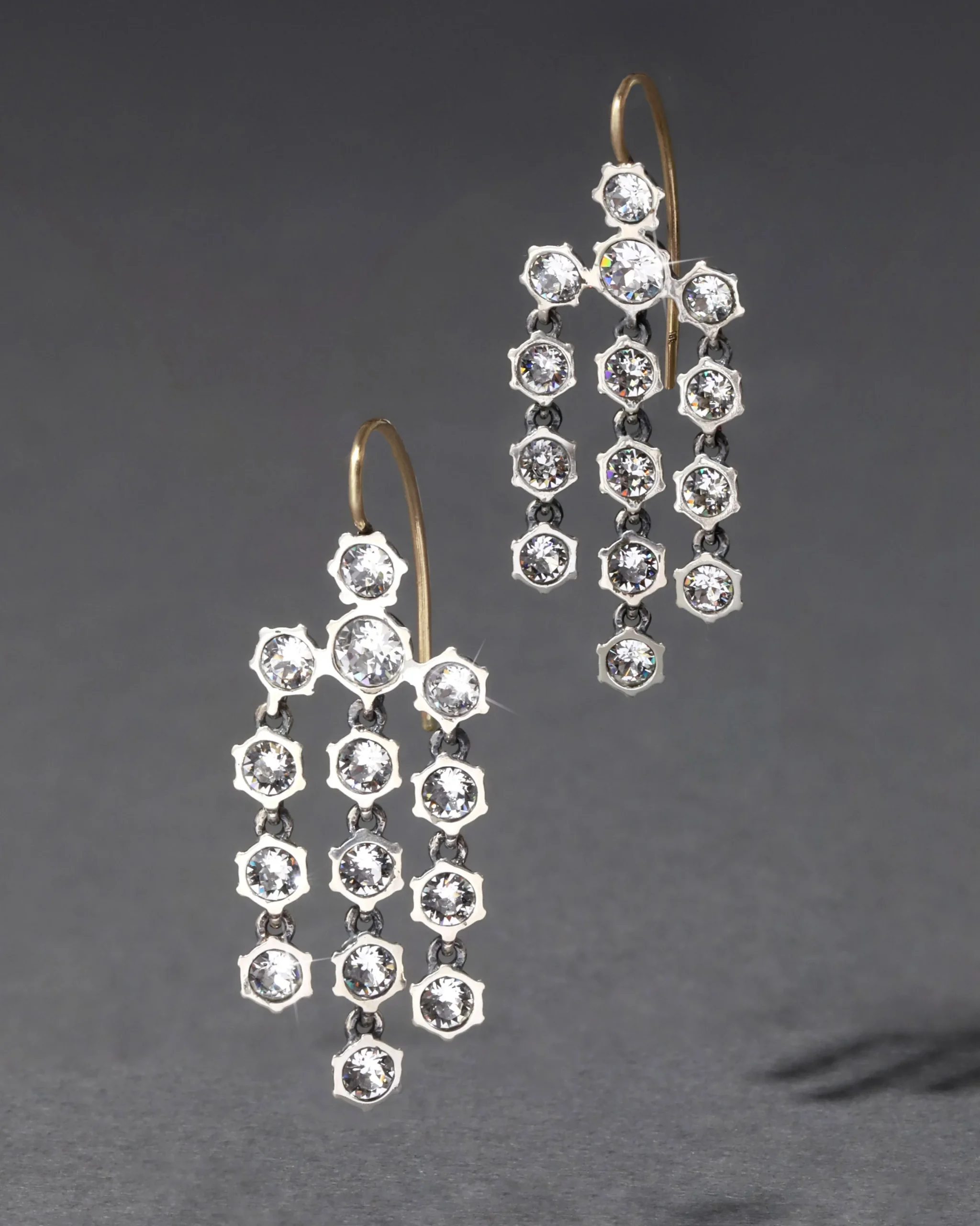 Sterling Silver Cut Luminous Crystal Chandelier Earrings