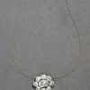 Sterling Silver & 14k Gold Cut Luminous Crystal Cluster Flower Necklace