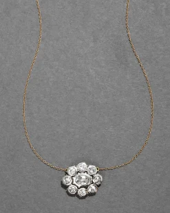 Sterling Silver & 14k Gold Cut Luminous Crystal Cluster Flower Necklace