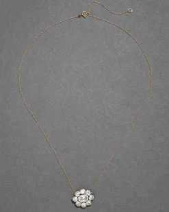 Sterling Silver & 14k Gold Cut Luminous Crystal Cluster Flower Necklace