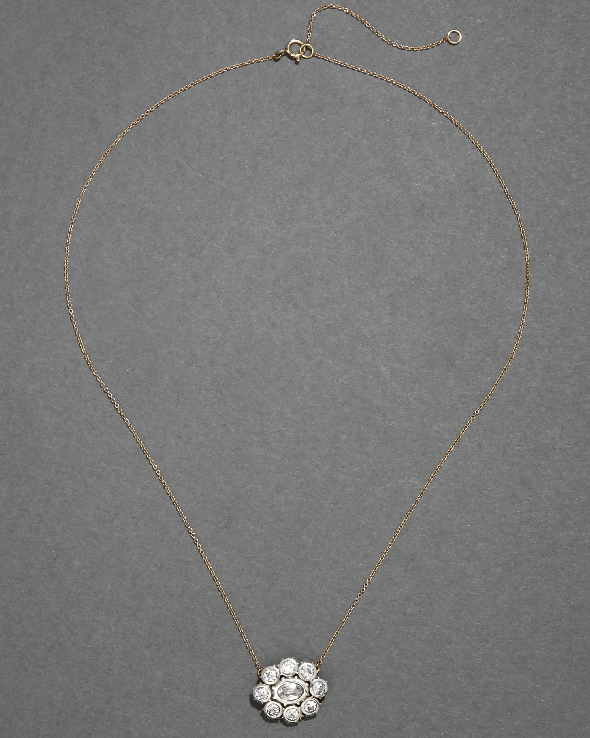 Sterling Silver & 14k Gold Cut Luminous Crystal Cluster Flower Necklace