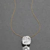 Sterling Silver & 14k Gold Cut Luminous Crystal Drop Pendant Necklace