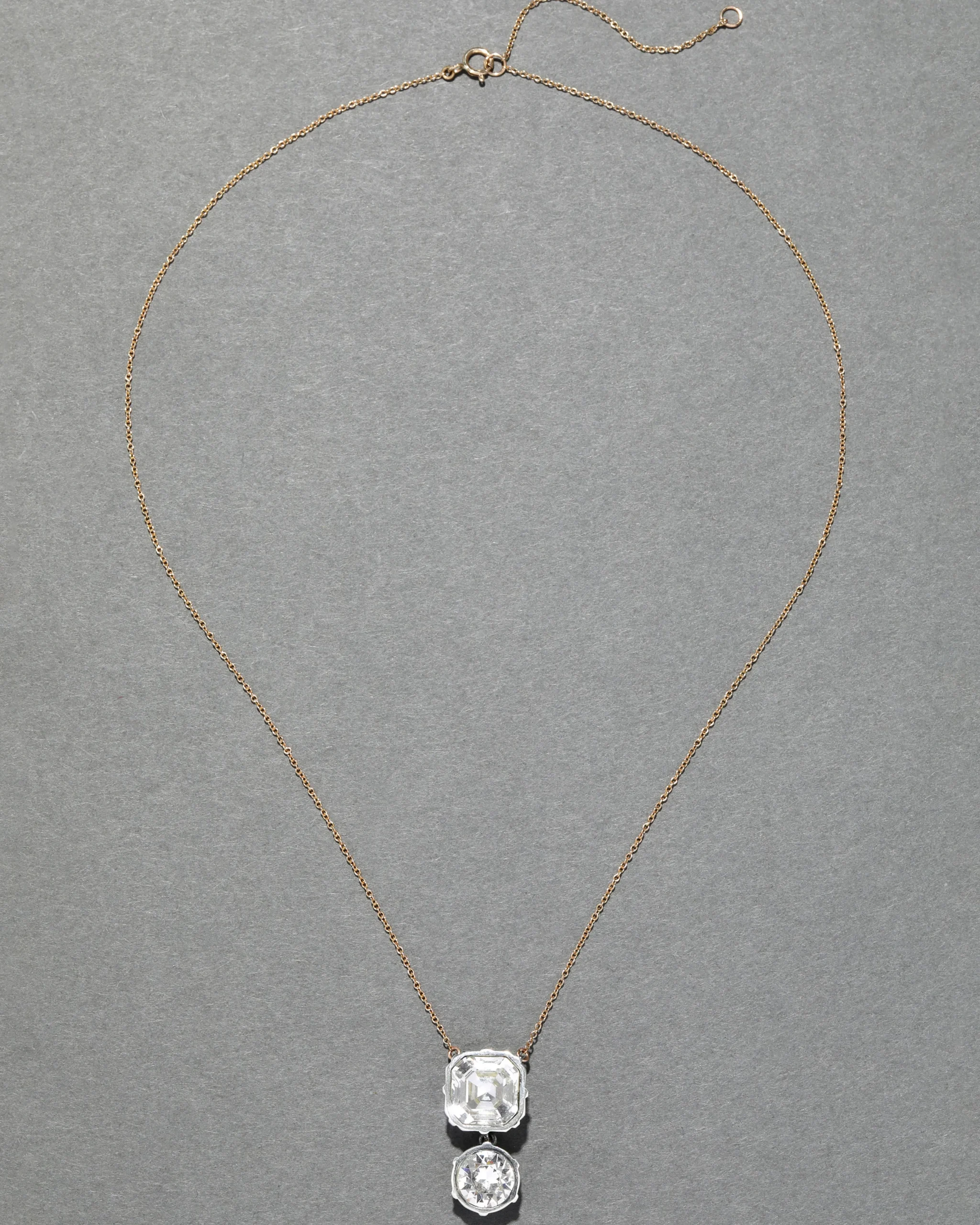 Sterling Silver & 14k Gold Cut Luminous Crystal Drop Pendant Necklace