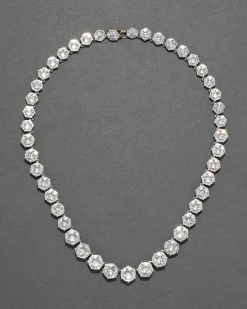 Sterling Silver & 14k Gold Cut Luminous Crystal Small Riviera Necklace