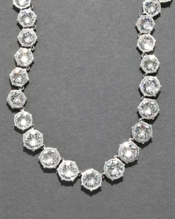 Sterling Silver & 14k Gold Cut Luminous Crystal Small Riviera Necklace