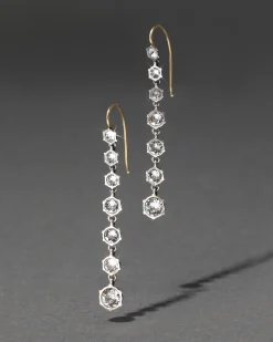 Sterling Silver & 14k Gold Graduated Cut Luminous Crystal Earrings