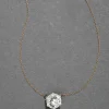 Sterling Silver & 14k Gold Large Cut Luminous Crystal Solitaire Necklace