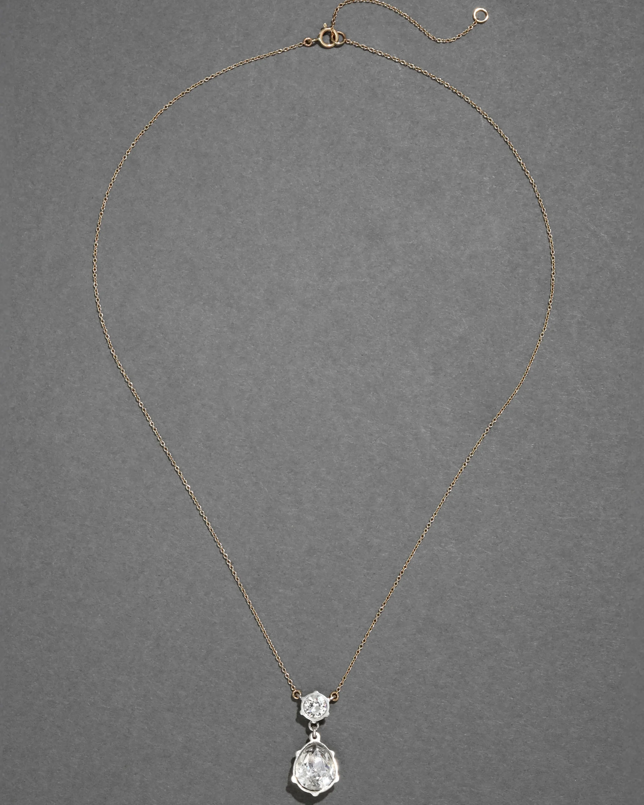 Sterling Silver & 14k Gold Pear Cut Luminous Crystal Drop Necklace