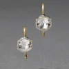 Sterling Silver & 14k Gold Petite Cut Luminous Crystal Wire Earring