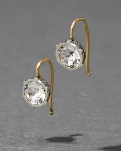 Sterling Silver & 14k Gold Petite Cut Luminous Crystal Wire Earring