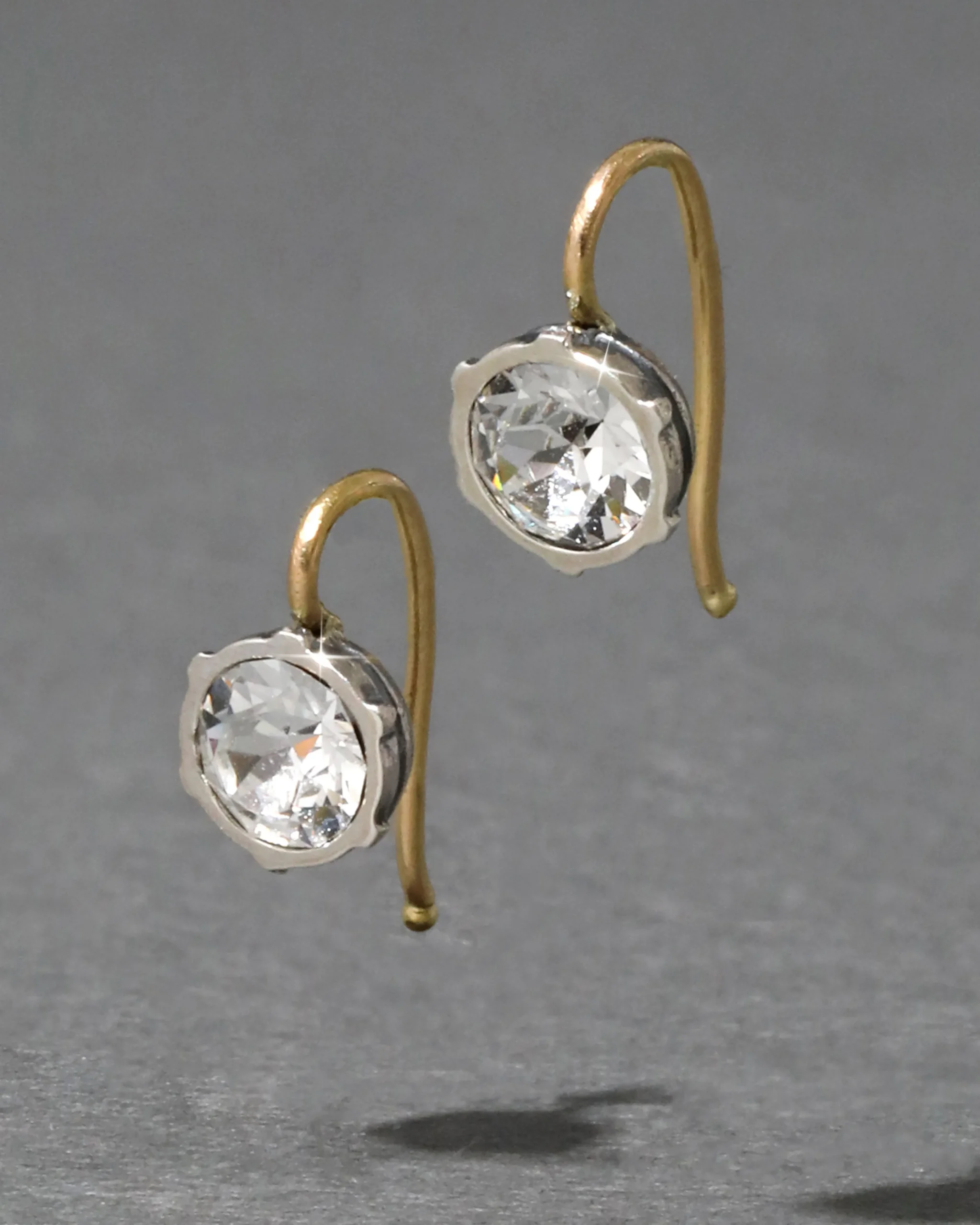 Sterling Silver & 14k Gold Petite Cut Luminous Crystal Wire Earring