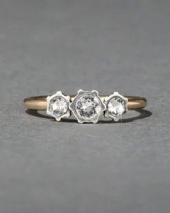 Sterling Silver & 14k Gold Triple Cut Luminous Crystal Ring
