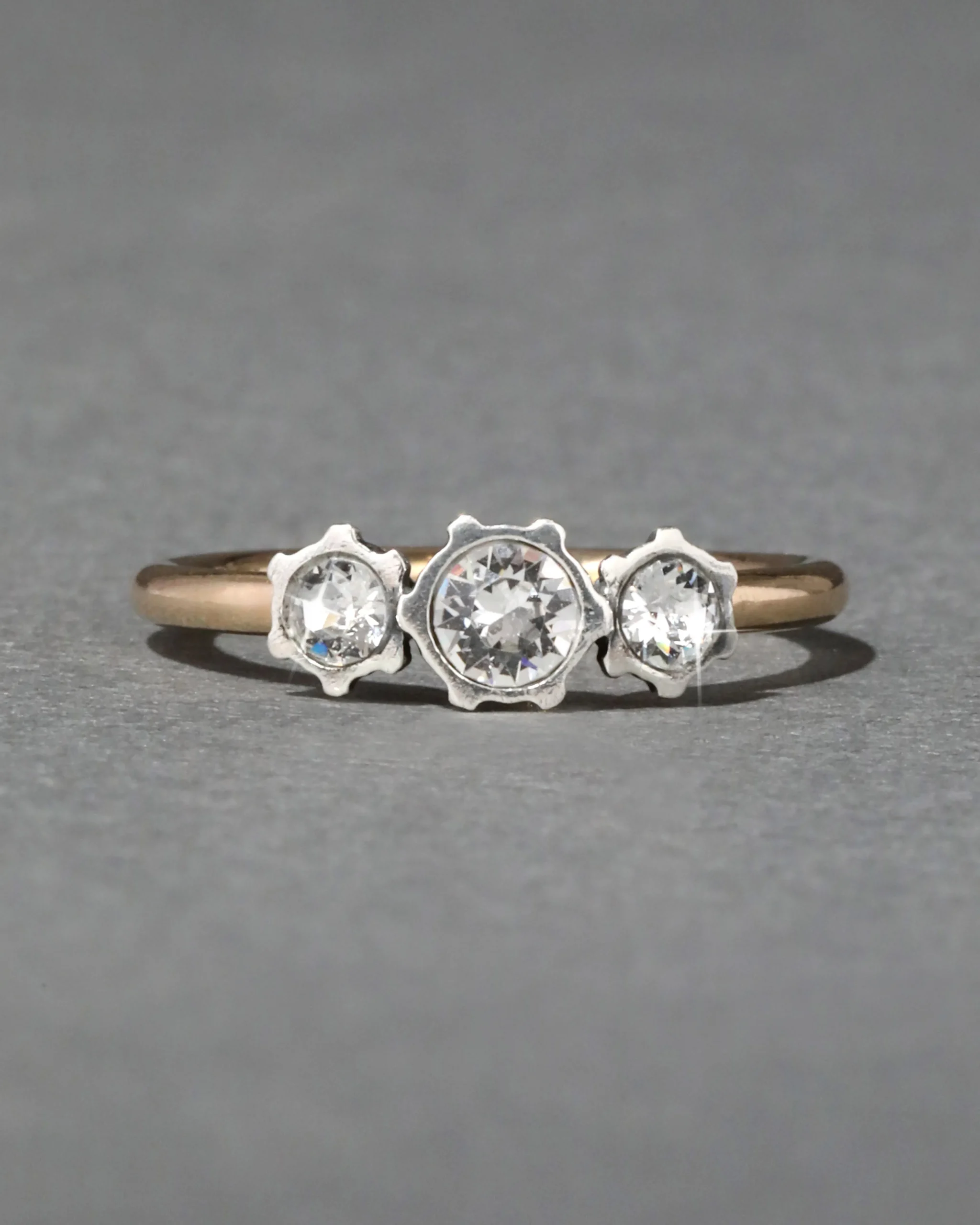Sterling Silver & 14k Gold Triple Cut Luminous Crystal Ring