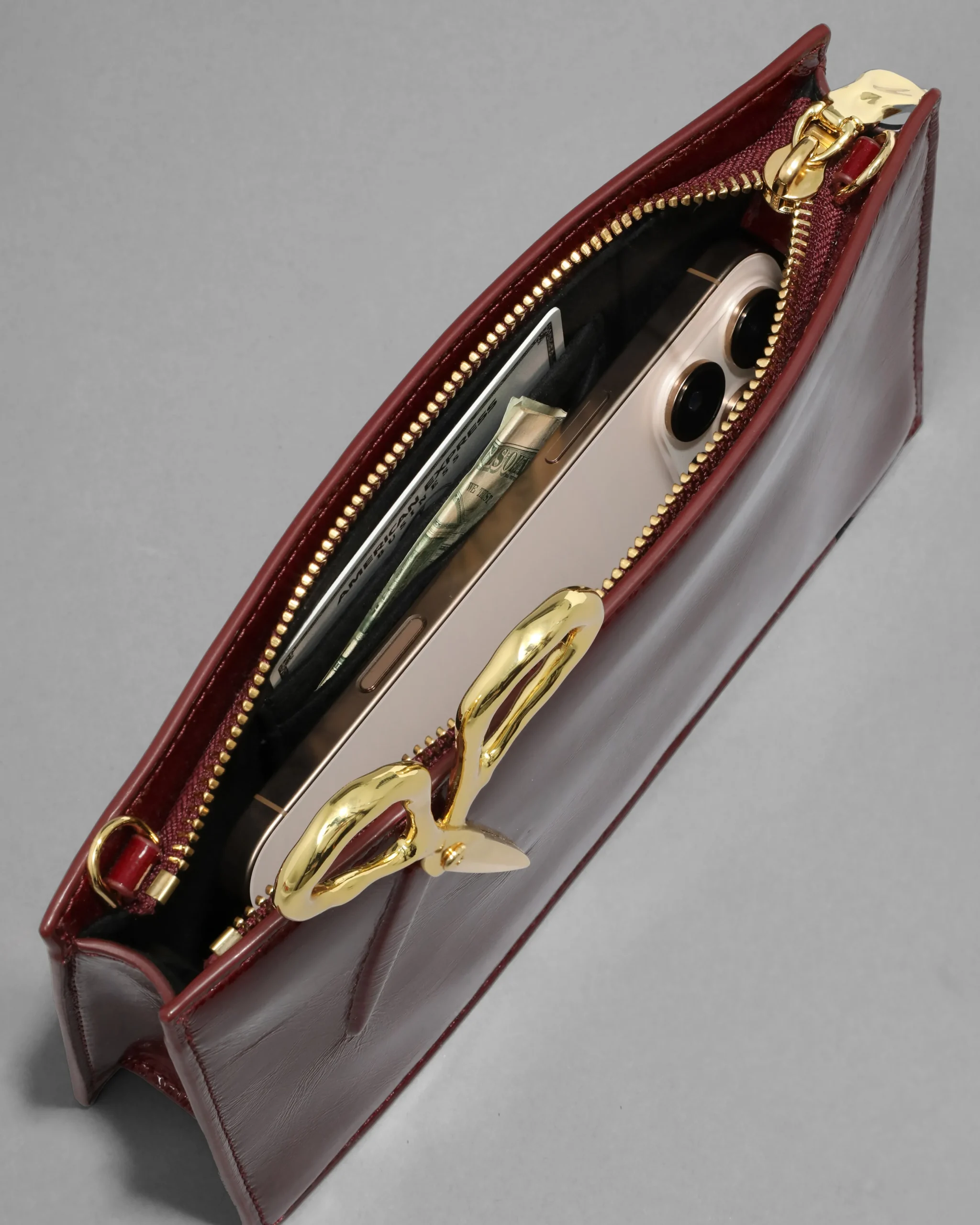 The Petit Scissor Clutch- Merlot