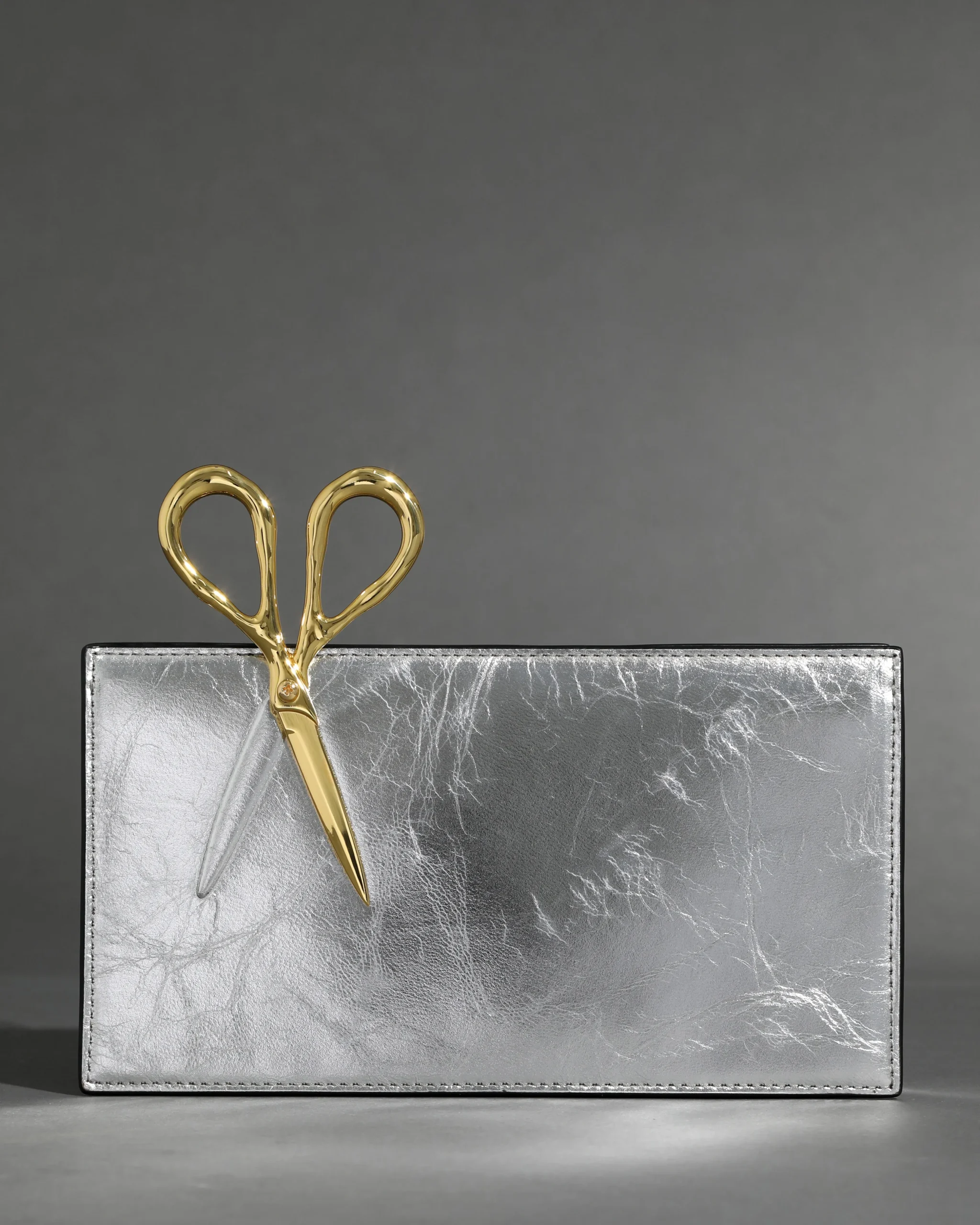 The Petit Scissor Clutch- Silver
