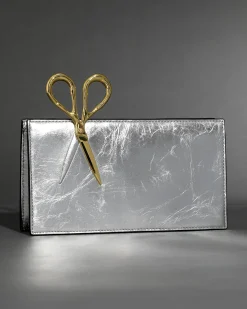 The Petit Scissor Clutch- Silver