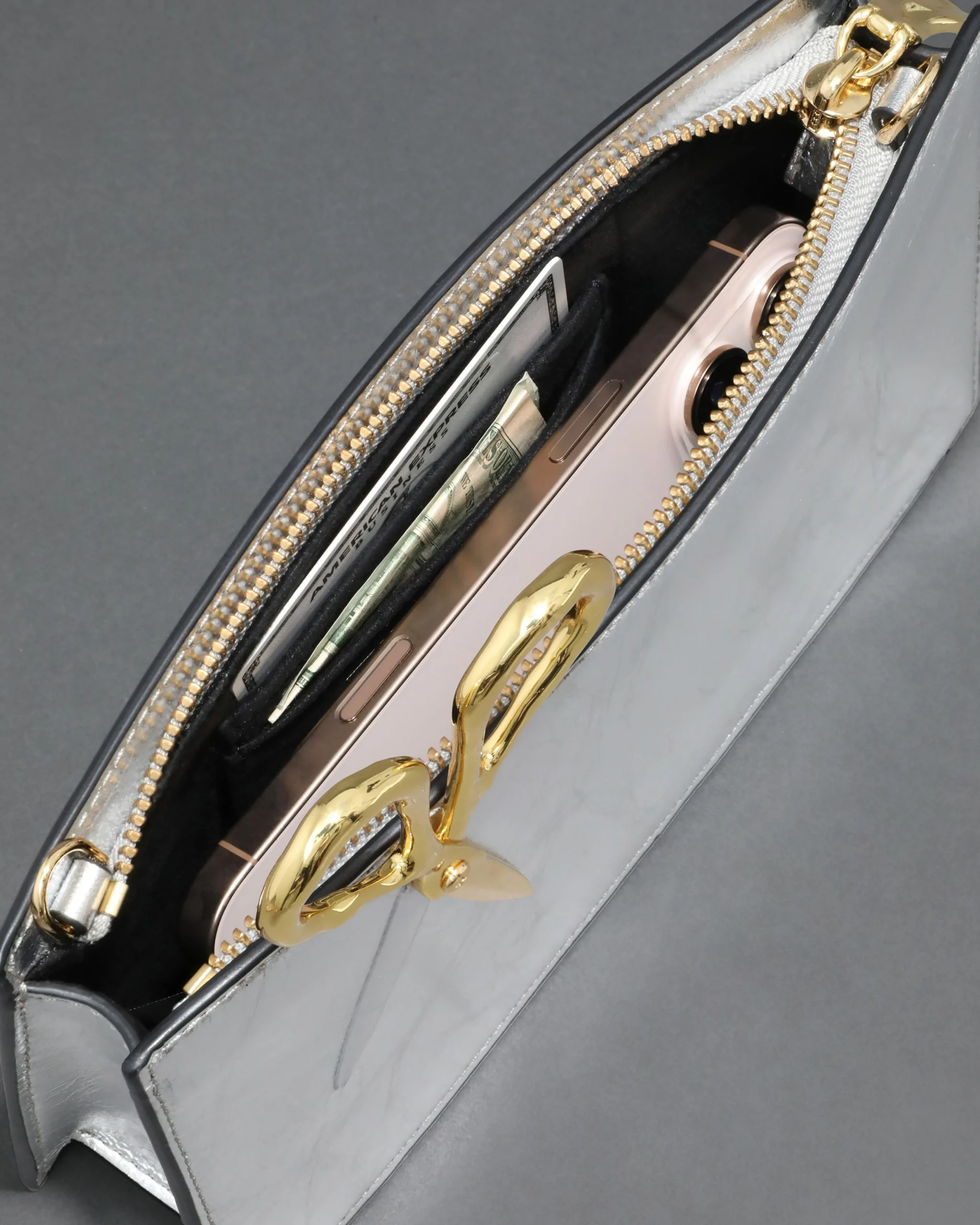 The Petit Scissor Clutch- Silver