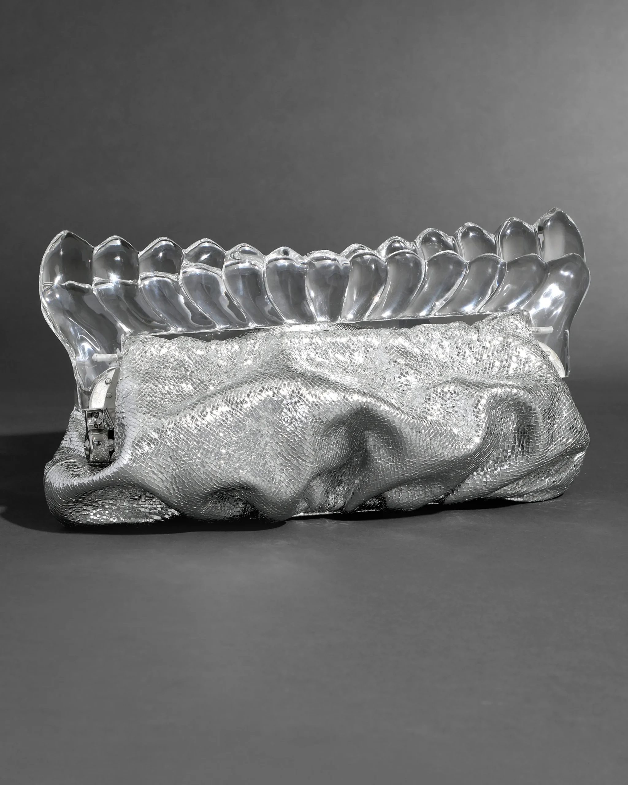 The Pouf Clutch- Silver