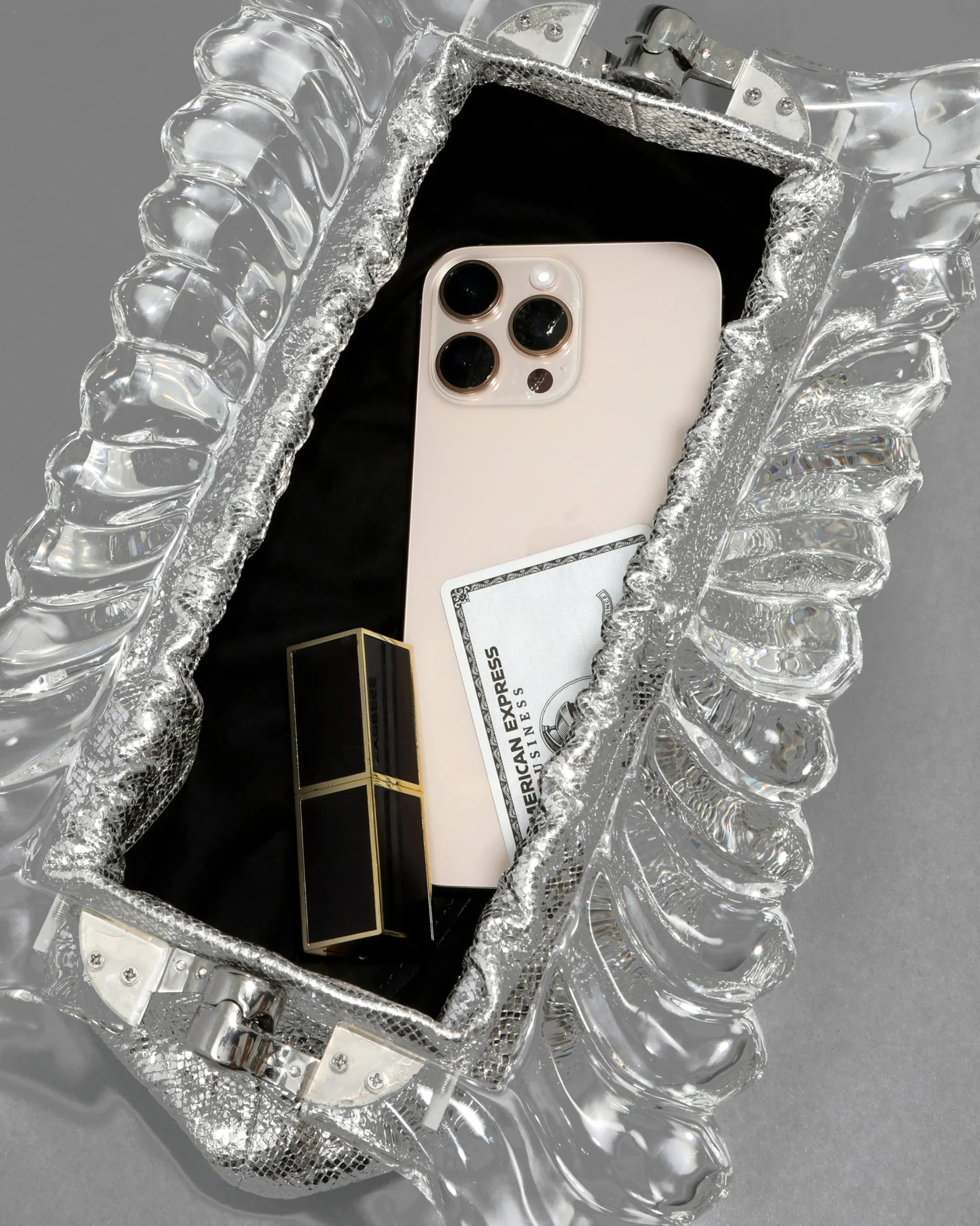 The Pouf Clutch- Silver