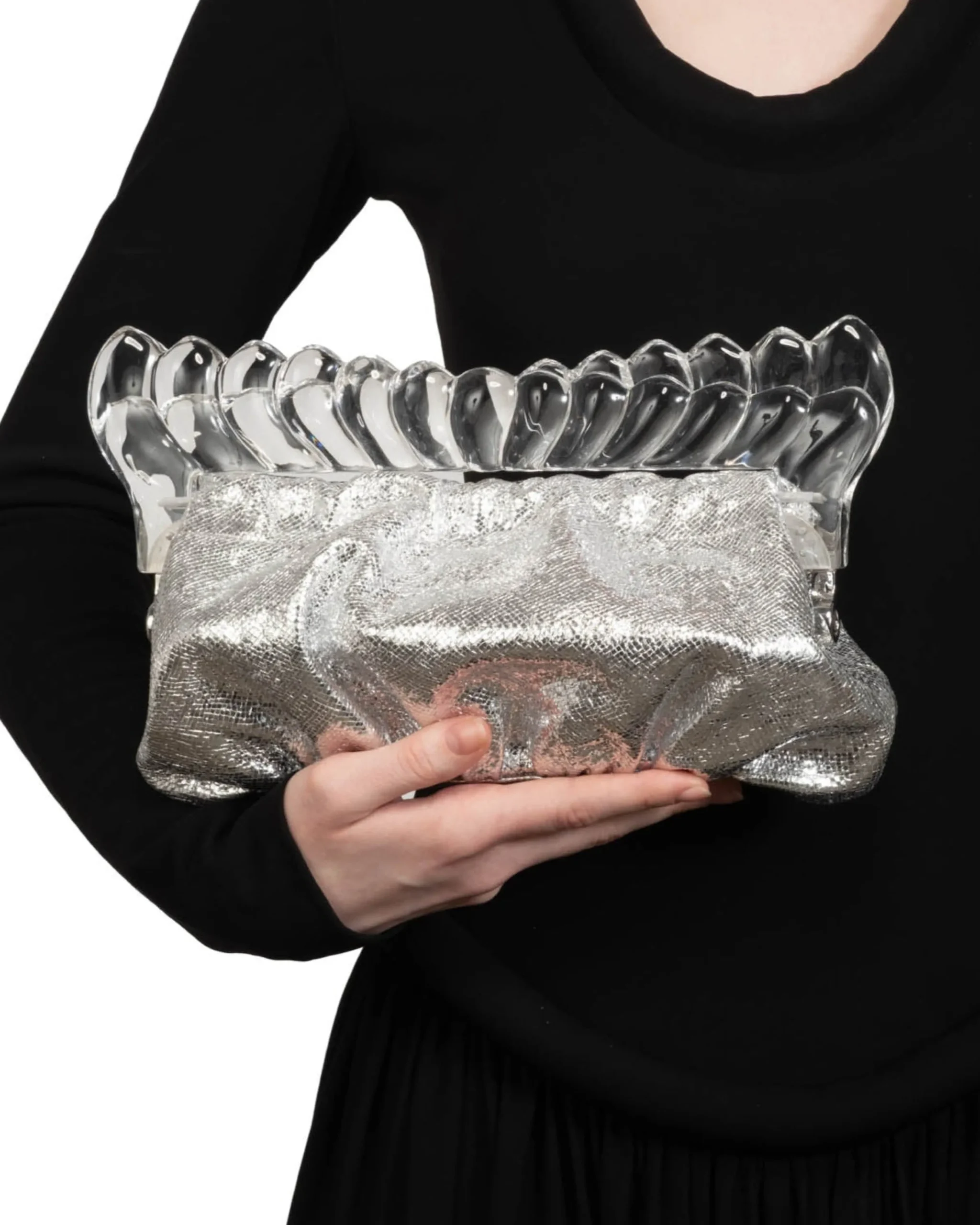 The Pouf Clutch- Silver