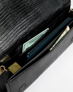 Twisted Gold Side Handle Clutch Purse - Black