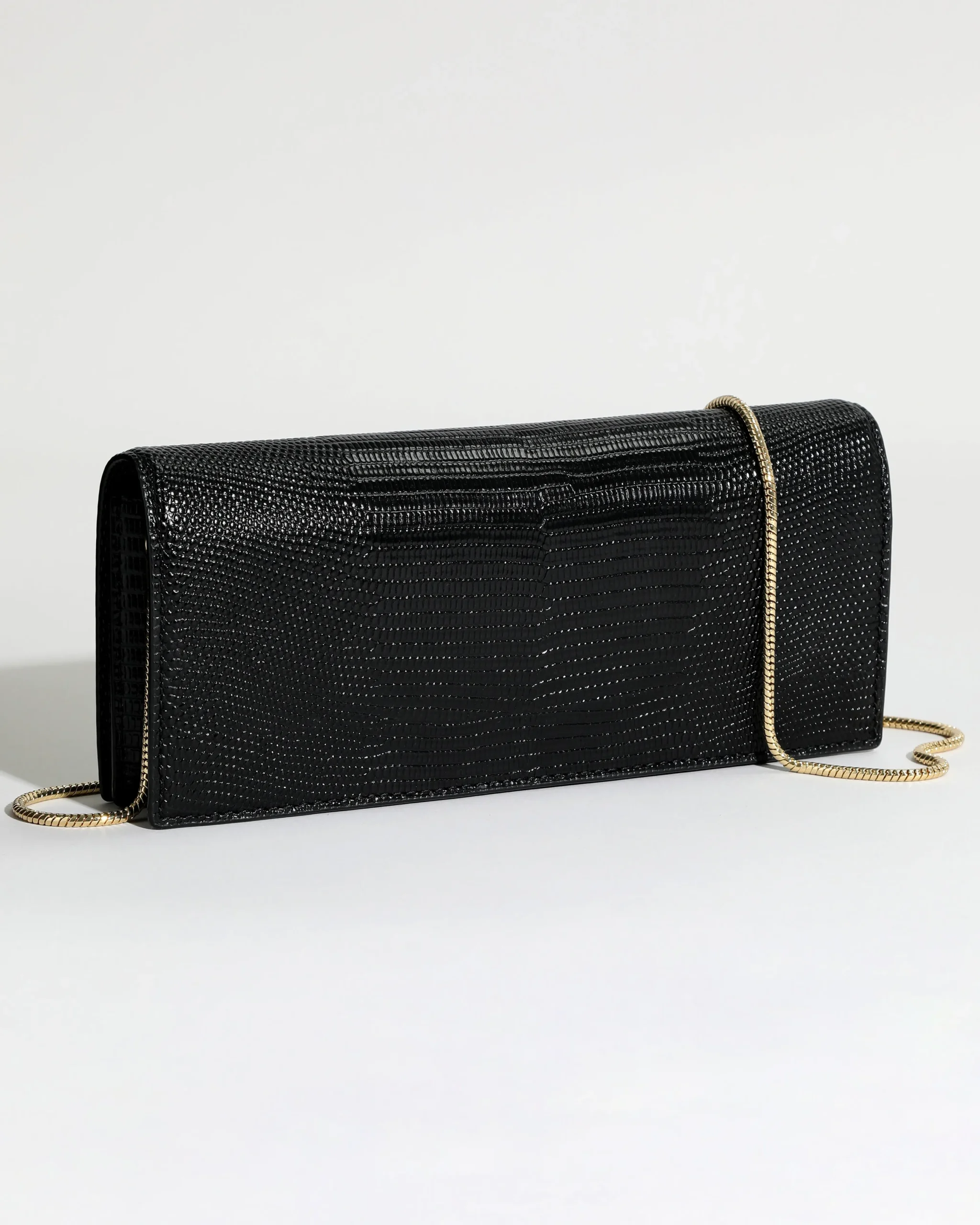 Twisted Gold Side Handle Clutch Purse - Black
