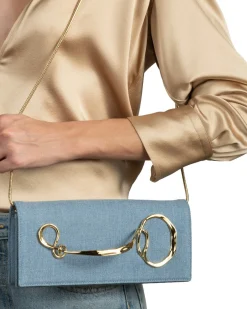 Twisted Gold Side Handle Clutch Purse- Chambray